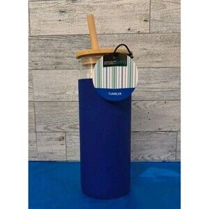 Smart Living Glass Tumbler with Bambo Lid/Straw, Silicone Sleeve